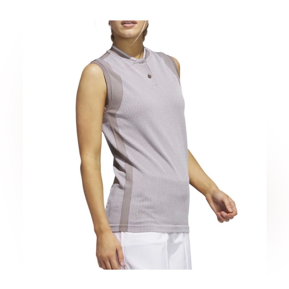 New Adidas Ultimate365 Tour Sleeveless Primeknit Golf Polo Womens size Medium - Picture 3 of 8